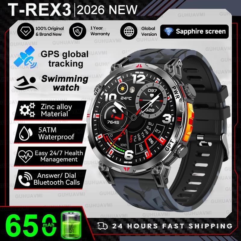 New top Military outdoors GPS SmartWatch Compass IP68Waterproof Tactics Compass Altimeter 170+Sport HD call SmartWatch Men 650mAh Battery