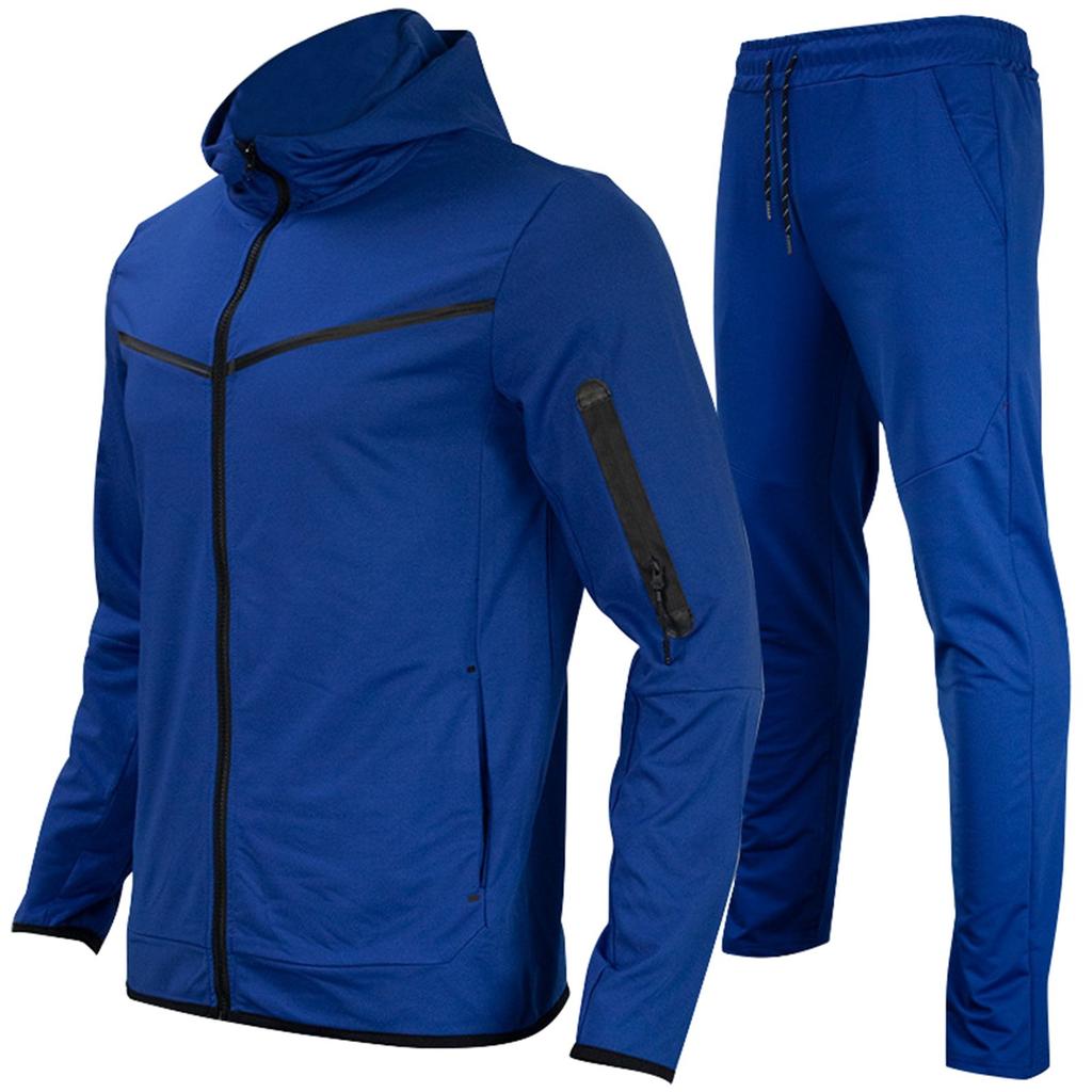 Men's Colorblock Zipper Sweatshirt Hoodie Men's Sports Large Size Casual Sweatshirt And Trousers Set