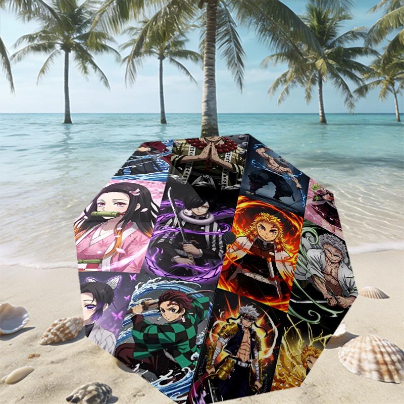 Demon Slayer Druckschirm Automatisches Öffnen/Schließen - Tragbares faltbares Design - Tägliche Nutzung für Reisen/Outdoor - Geschenk zum Geburtstag