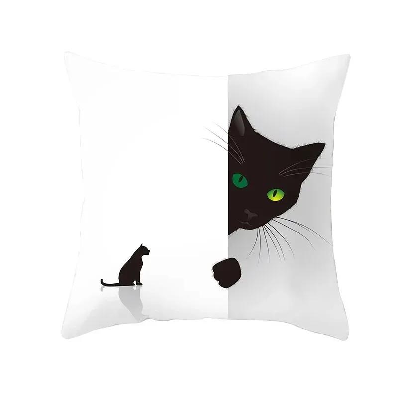 Halloween decorative cushion funny cat pillow sleeve is suitable for home living room sofa waist cushion bedroom decoration