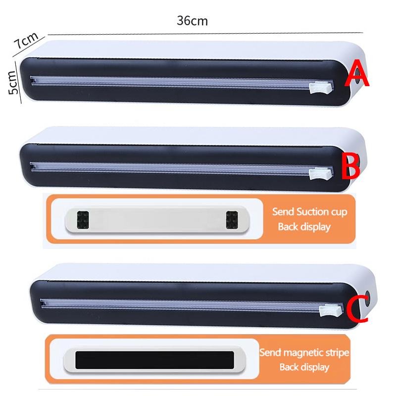 Plastic Wrap Dispenser with Slide Cutter Reusable Food Wrap Cutter Household Cling Film Cutter Refillable Cling Film Dispenser
