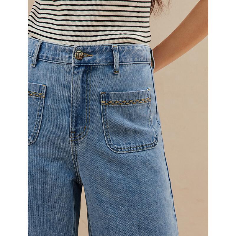 INMAN Retro Washed Wide-Leg Jeans