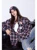 Women's Retro Pink Plaid Long-Sleeve Shirt - Trendy Autumn/Winter Design