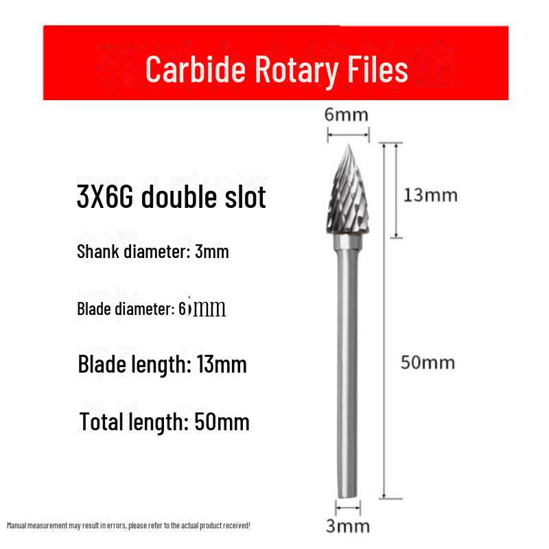 3mmX6 Tungsten Steel Carbide Rotary File for Electric Grinding - Small Metal Grinding Head