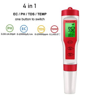 Multifunction Water Quality Tester PH/ TDS/EC /Salinity Tester LCD Digital Water Purity Temperature Meter for Pools Aquariums