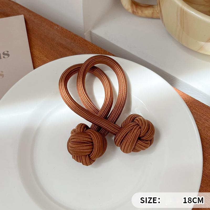 New Women Coffee Color Chinese Knot Hairband Hair Accessories Ponytail Elastic Hair Ties for Girls Hair Rope