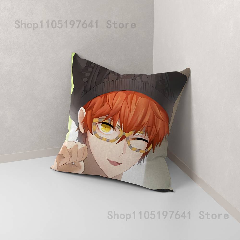 Anime Mystic Messenger Spiel 707 Kissenbezug niedliche Cartoon-FanartikelSchlafzimmer Sofa Dekokissenbezug Weicher Kissenbezug