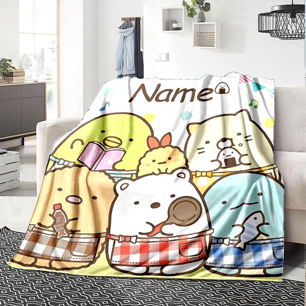 Customiz Name Personality Sumikko Gurashi Blanket Soft &Warm Sofa Office Bed Travel Lunch Break Blanket, Gift Suitable All Seasons