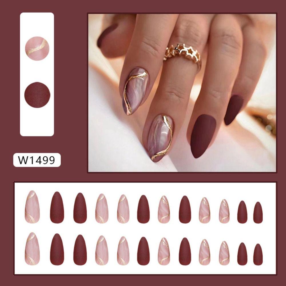 Pointed Head False Nail Full Cover Press On Nails Fashion Almond Fake Nails Girl