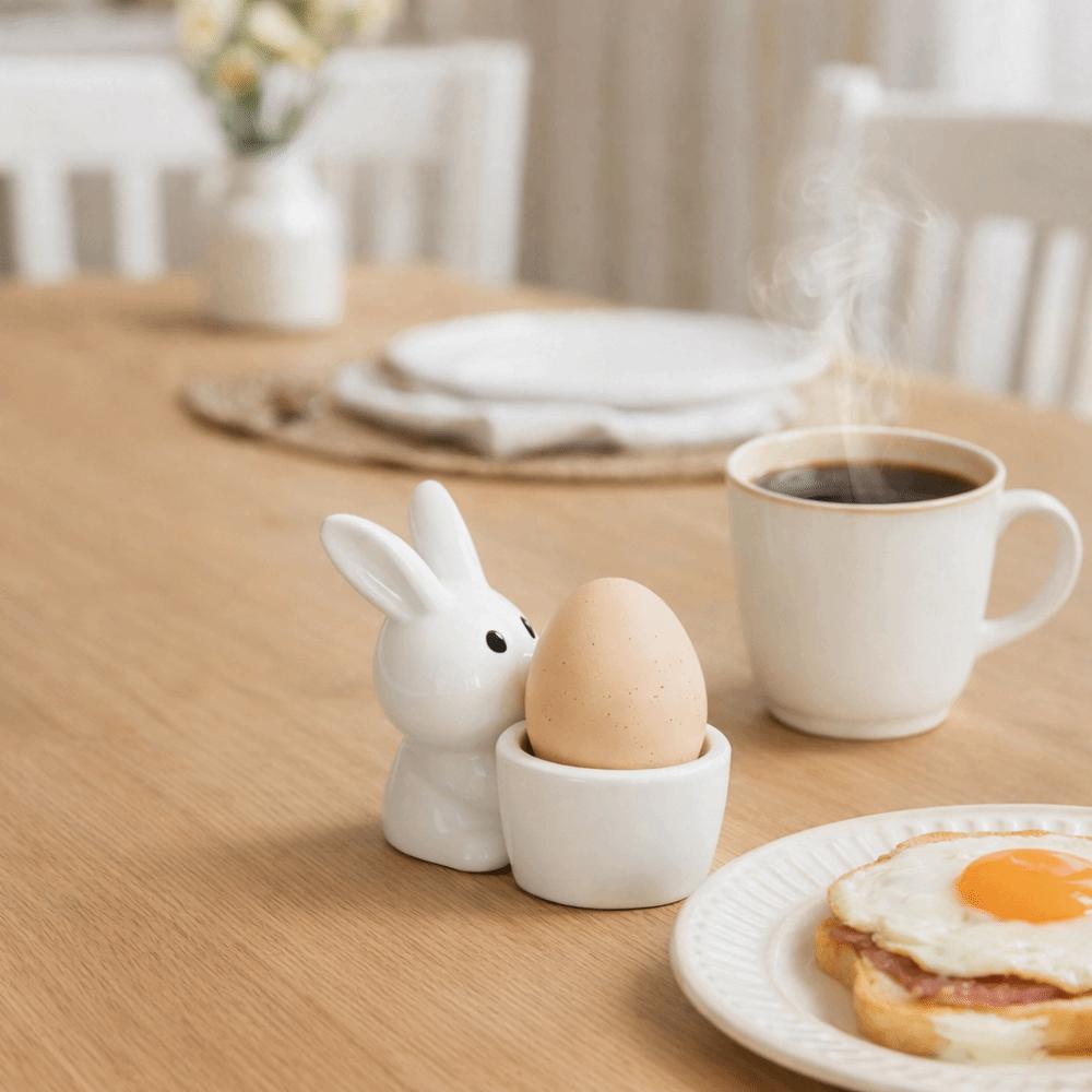 Stable Ceramic Egg Cup Smooth Rabbit Eggs Cup Creative Egg Stand Holder  Easter Decor