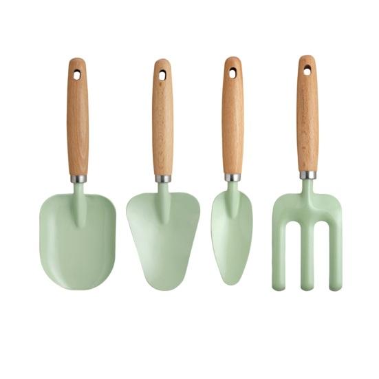4Pcs/Set Kids Gardening Sturdy Wood Garden Shovels Tools Set with Handles Children 1 Set зелёный