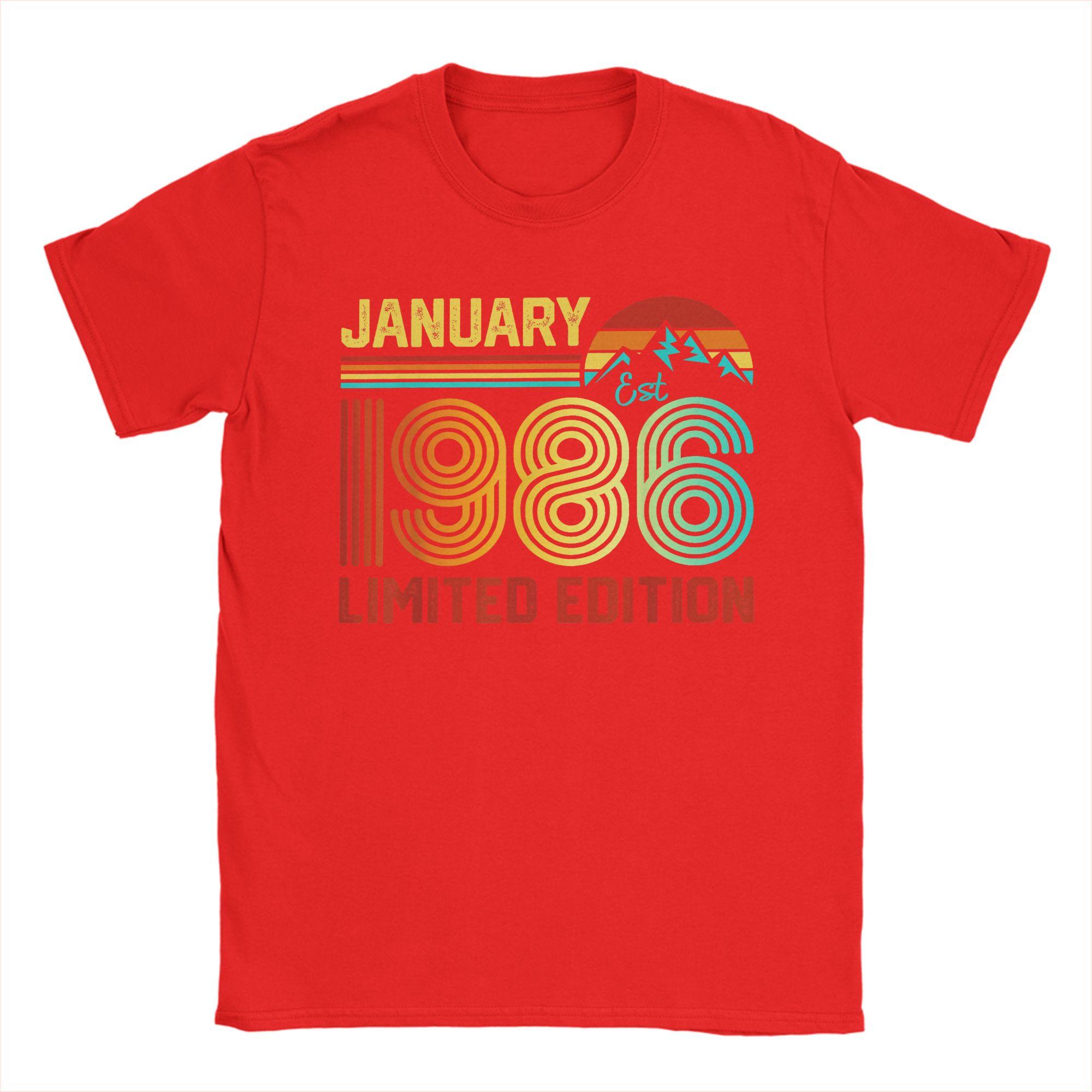 Vintage T Shirt Beach Retro January 1986 Limited Edition 40YearOld 40th Birthday Fashion TShirts Cotton Tee Shirt for Men S
