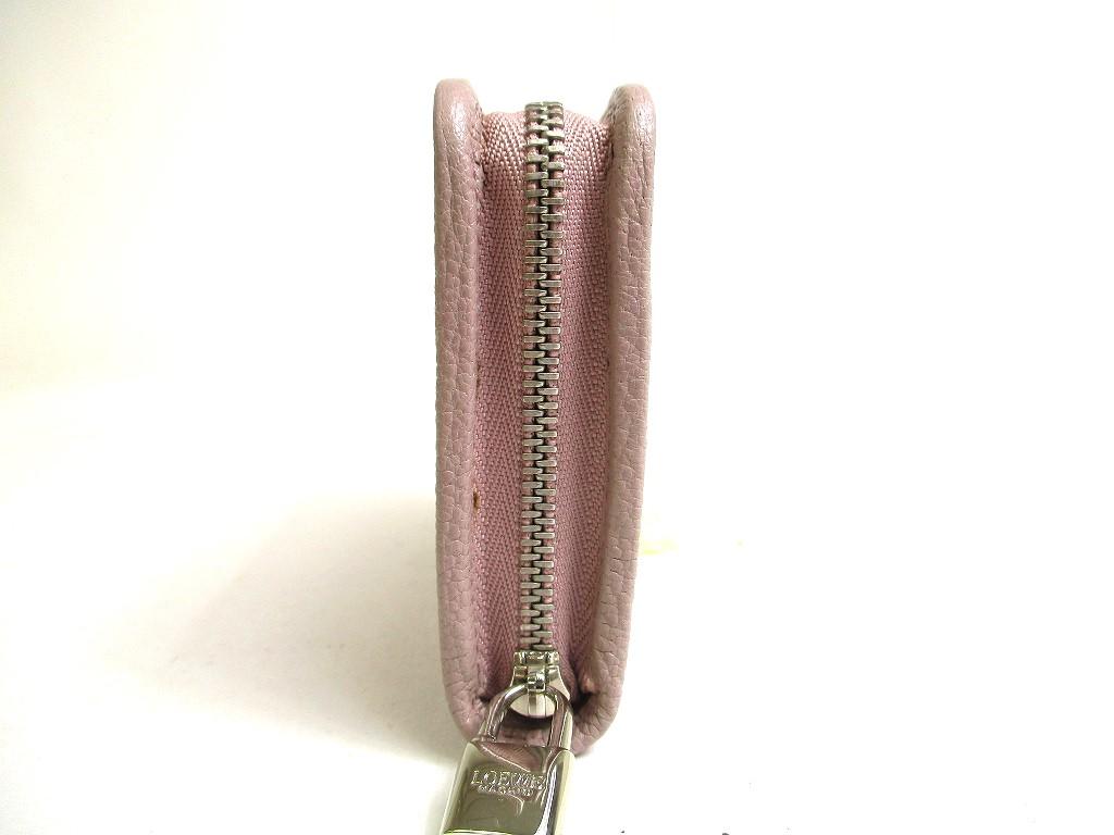 Authentic LOEWE Wine Red Purple Leather Silver H/W Round Zip Coin Purse #a529  Open box