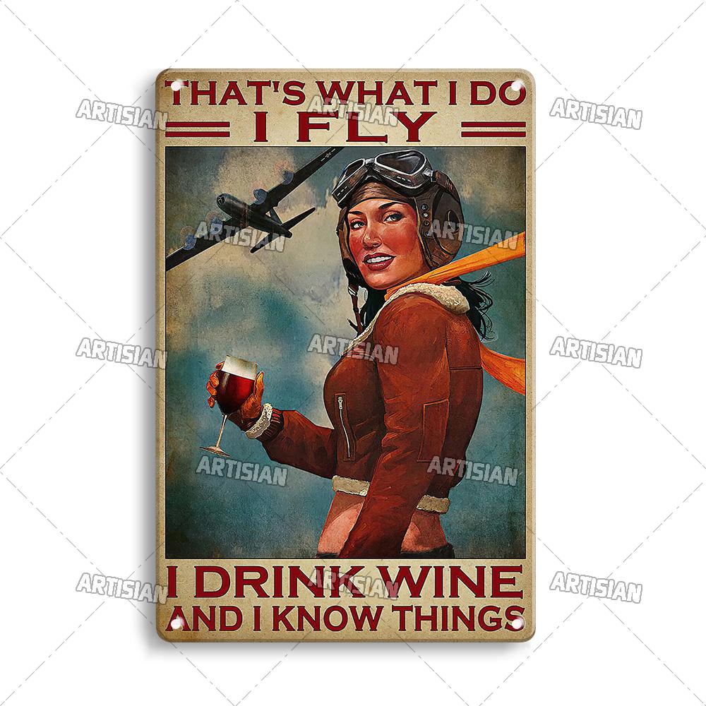 

Artisian Flying Metal Sign Pilot Tin Plate Flight Attendant Decorative Plaque Wall Decor Garage Bar Pub Club Hotel Cafe Kitchen 20x30cm（7.8x11.8inch）