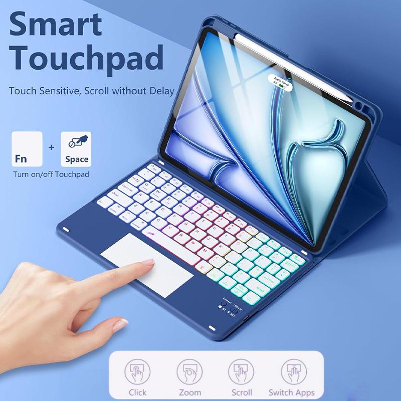 IPad 11. Gen beleuchtete Bluetooth-Tastaturhülle - 10. Tablet-Abdeckung für Apple A16, Spanien
