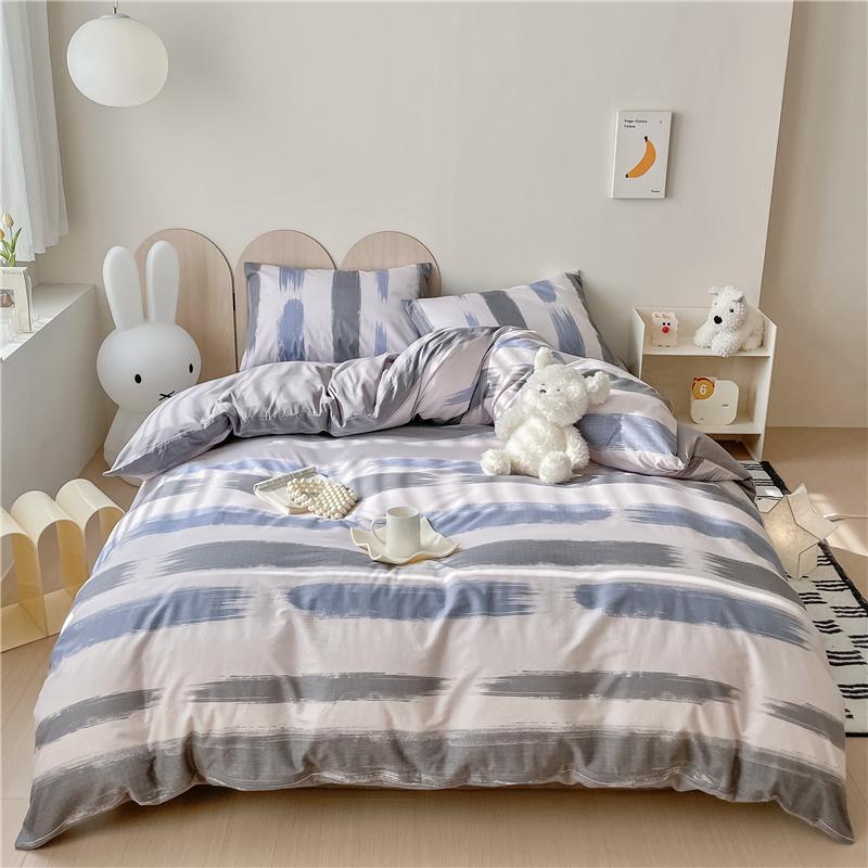 Set Husă Plapumă cu Model Geometric Modern 100% Bumbac Prietenos cu Pielea Husă Plapumă cu 2 Fețe de Pernă Set de Lenjerie de Pat Moale de Lux