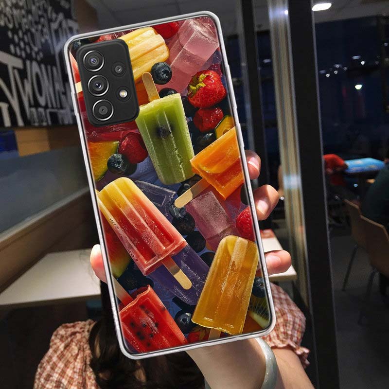 Colorful Ice Cream and Popsicles Phone Case for Samsung A54 A57 A37 A17 A14 A15 A12 A24 A34 A55 A35 A25 A52S A07 A05S A04S A22 A
