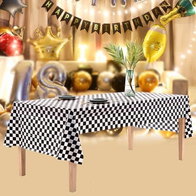 137x274cm Party F1 Race Black and White Checkered Tablecloth Waterproof and Stain-proof Disposable Tablecloth