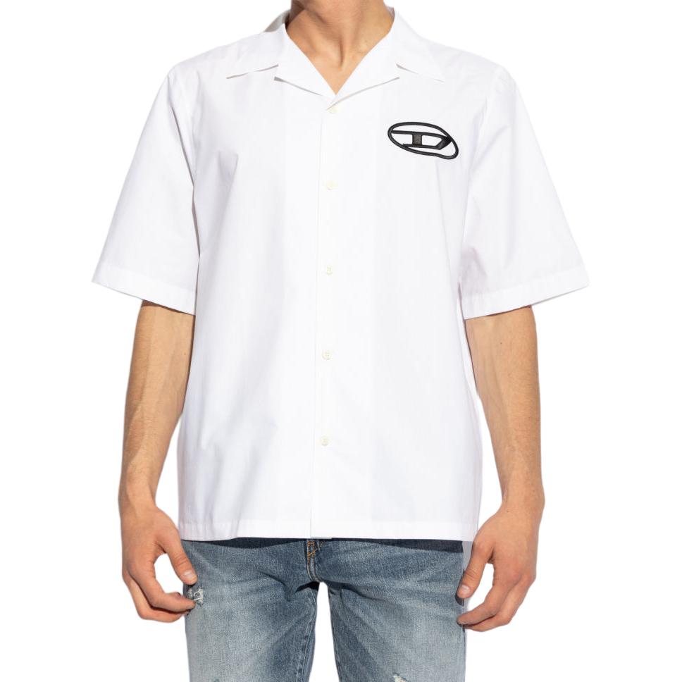Diesel logo embroidered bowling shirt A146360PCAL-100
