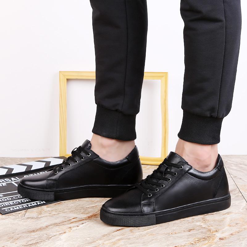 White Genuine Leather Shoes Men Sneakers Man Elevator Shoes Height Increase Insoles High Heels Shoes 5-6CM Shoes Tall Shoes