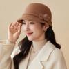 Autumn and Winter Basin Hat Retro Hepburn Style Bow Bucket Hat Ladies Elegant Woolen Fashion Basin Hat