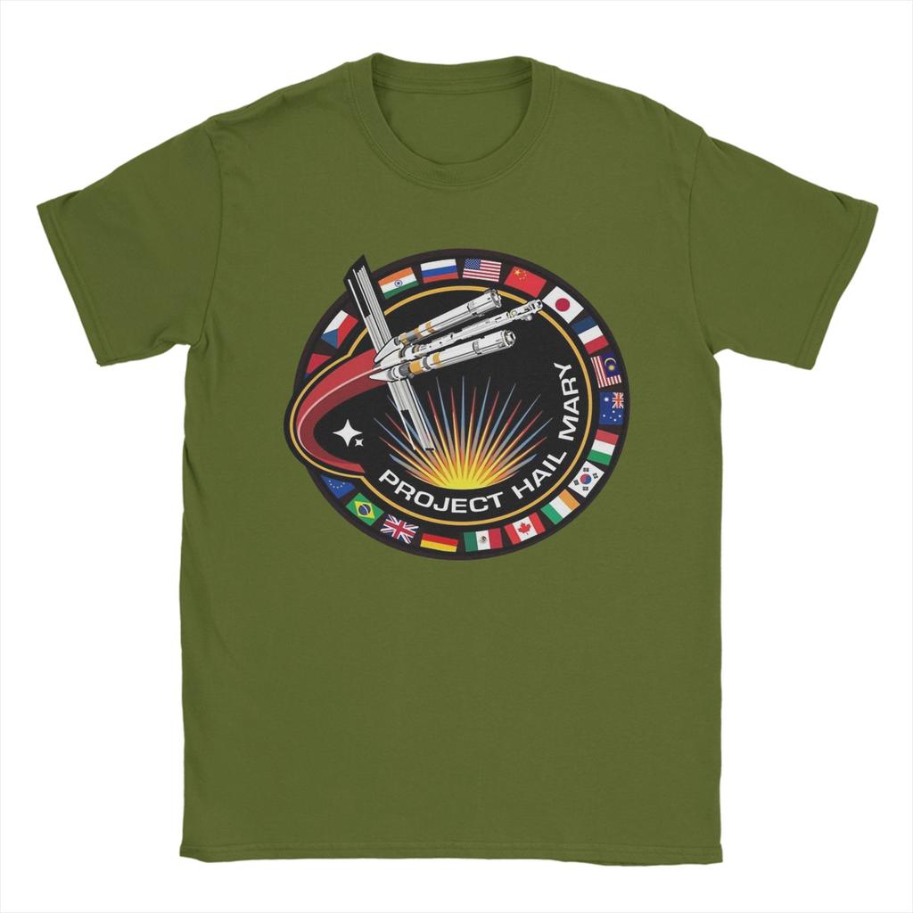 Unisex Project Hail Mary Mission Patch With Countries T Shirt 100 Cotton Clothes Vintage Short Sleeve Neck Tees Graphic TShirts