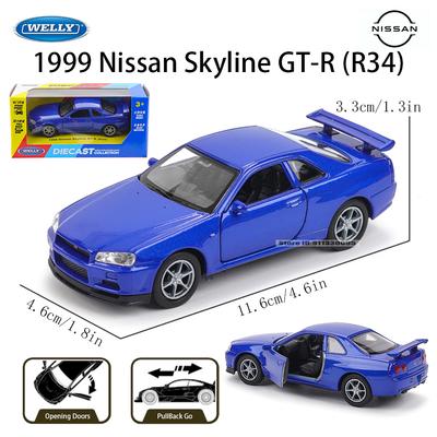 WELLY 5 polegadas 1999 Nissan GTR R34 Porsche 911 GT3 RS Chevrolet Volkswagen liga metálica modelo de carro brinquedo estático fundição sob pressão coleção de carros