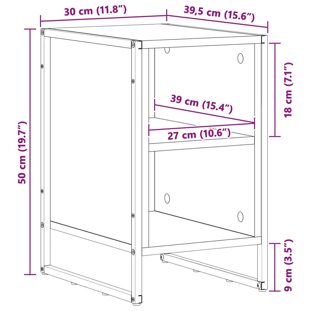 Nightstand Gray Sonoma 39.5 x 30 x 50 cm Particleboard