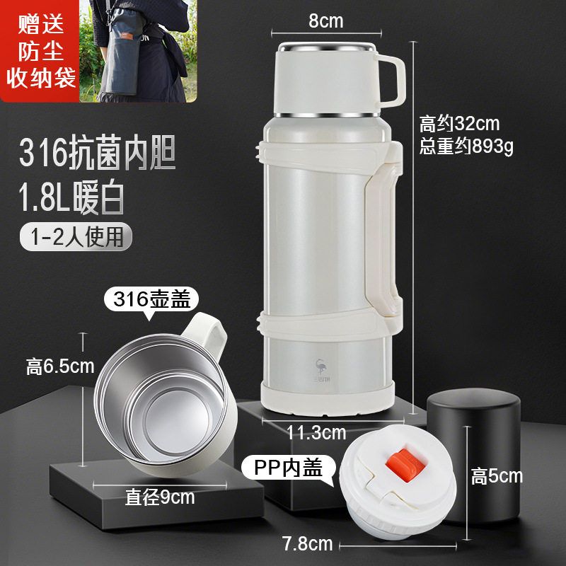 Large Capacity 316 Stainless Steel Thermos Flask for Outdoor Travel and Car Use, Super Large Capacity Thermal Mug
