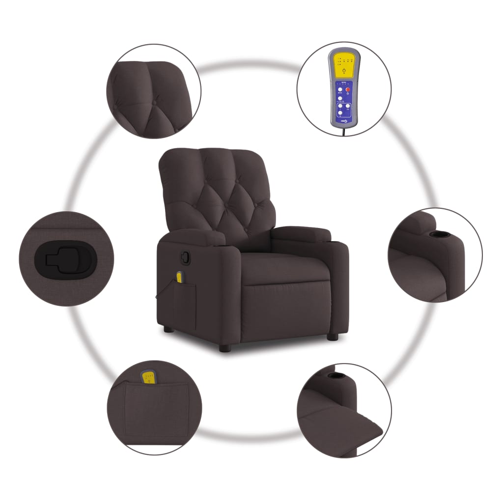 Massage Chair Dark Brown Fabric