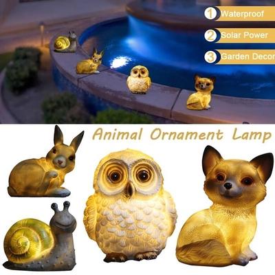 Outdoor Solar Power Yard Animal Ornament Lamp LED Garden Landscape Lamp Rabbit Owl Snail Puppy Night