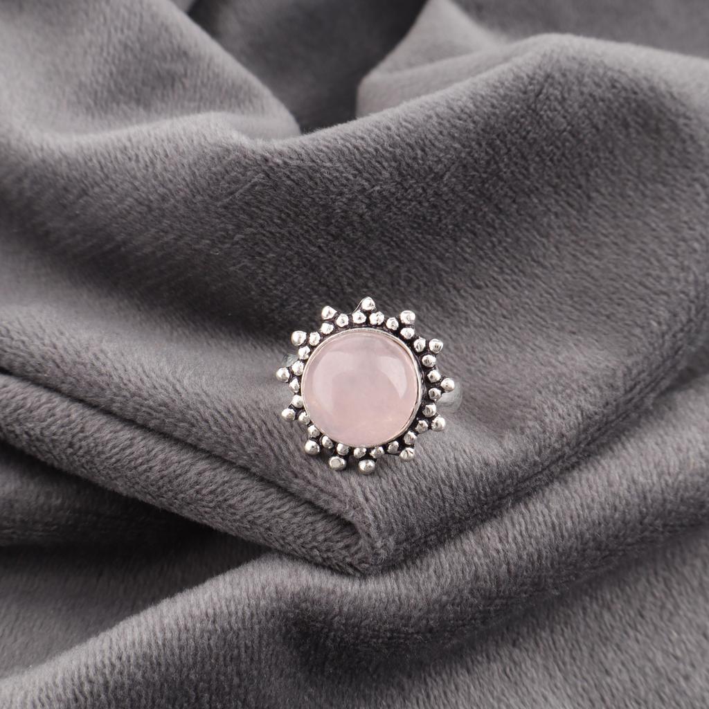Rose Quartz Jewelry, 925 Solid Sterling Silver Ring, Handmade Gemstone Jewelry Ring For Thanksgiving Gift