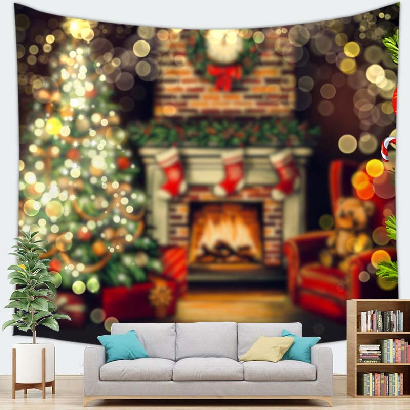 

С Рождеством Рождественская елка украшения печатный узор гобелен дома гостиная спальня украшения настенный гобелен 100x75cm