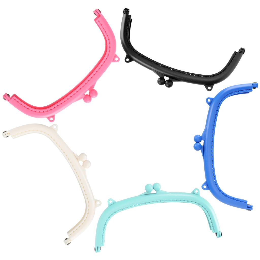 5Pcs Purse Frame Kiss Clasp Lock Colorful Curved Plastic DIY Bag Accessories 16cm