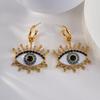 LingMiao Stylish Devil's Eye Stud Earrings 18K Copper Gold-Plated Fashion Drop Design Piercing Jewelry