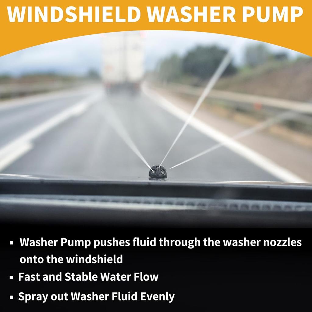Windshield Washer Pump No.A2028690021 - Car Front Windshield Washer Fluid Pump - for Mercedes-Benz 560SL 1986-1989 Plastic Black with Grommet - 1 Pcs