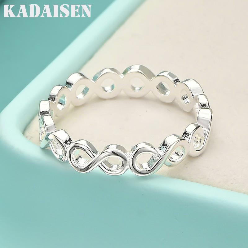925 Sterling Silver 8 Words 7-10# Ring for Women Wedding Charm Engagement Fashion Jewelry