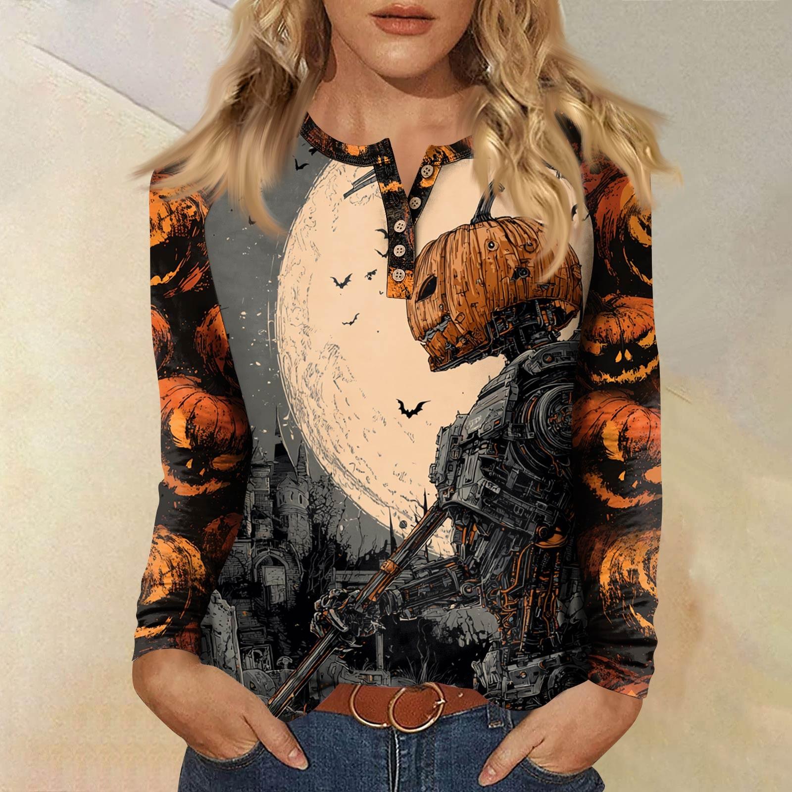 

Women s T Shirt Print Long Sleeve Daily Fashion Basic Round Neck Button Raglan Sleeve Top L