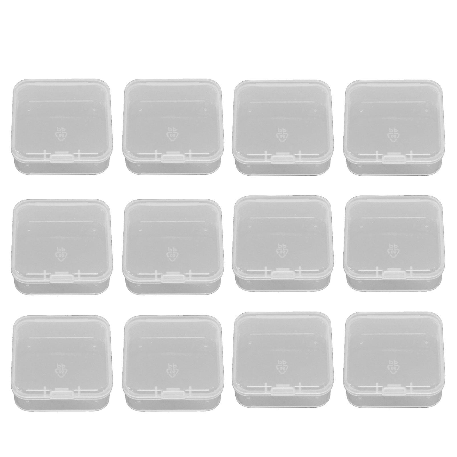 

Set Of 12 Storage Box with Lid Stackable Small Square Box Transparent Pills Case Multipurpose Colored Organizers прозрачный