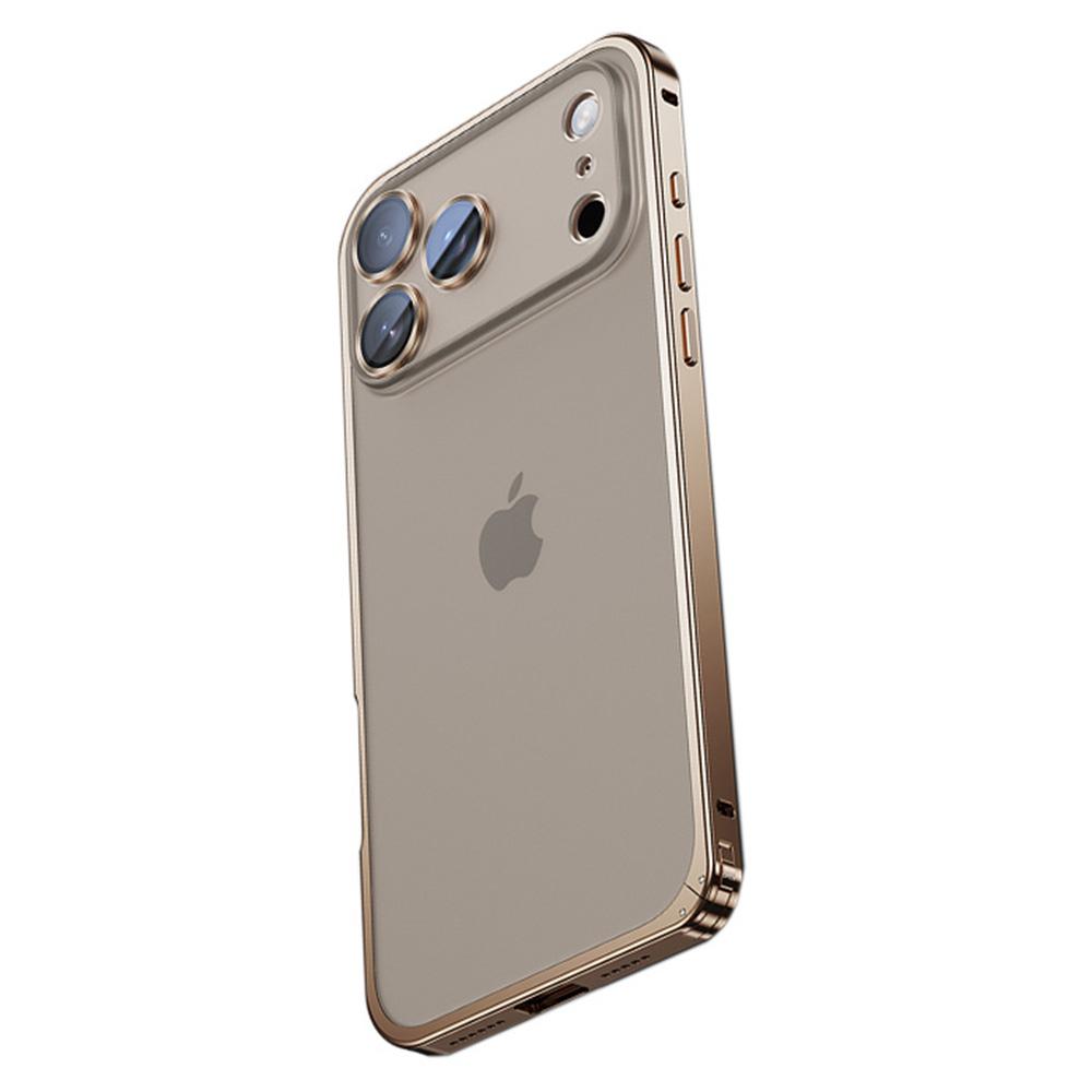 For iPhone 17 Pro Metal Clear Case Safety Lock Matte Anti-Fingerprint Back Cover