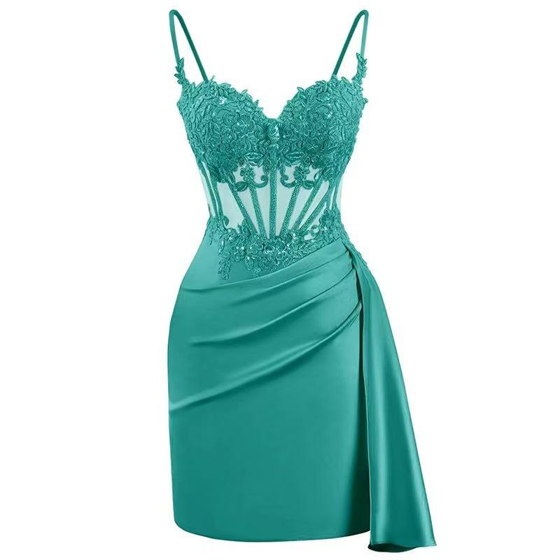 Birthday Party Dress Suspender Solid Color High-end Sexy Slim Temperament Dress Short