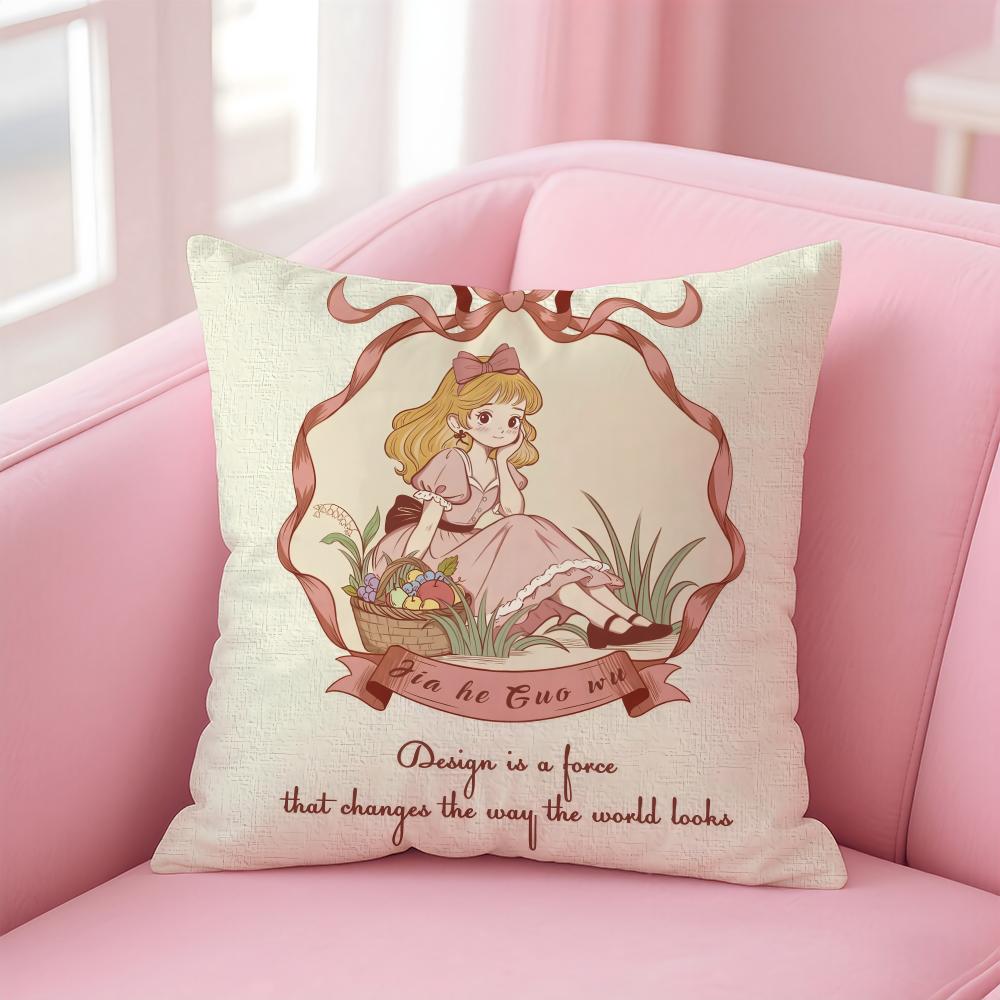 

Cute girl Funy Abstract Art Cushion Cover Linen Pillowcase Cover Soft Decor for Sofa Home Room 30X30cm