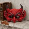 Eng Halloweenmasker Demon Schuim voor Volwassenen, Rood Half Professioneel Niveau Horror Gezicht Duivel Maskerade Accessoires met Hoorn Cosplay Kostuum Zacht Dun