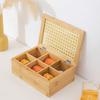 Bamboo Storage Box Geometric Square Grid Desktop Storage Container Jewelry Storage Box Make Up Organizer Jewelry Organizer