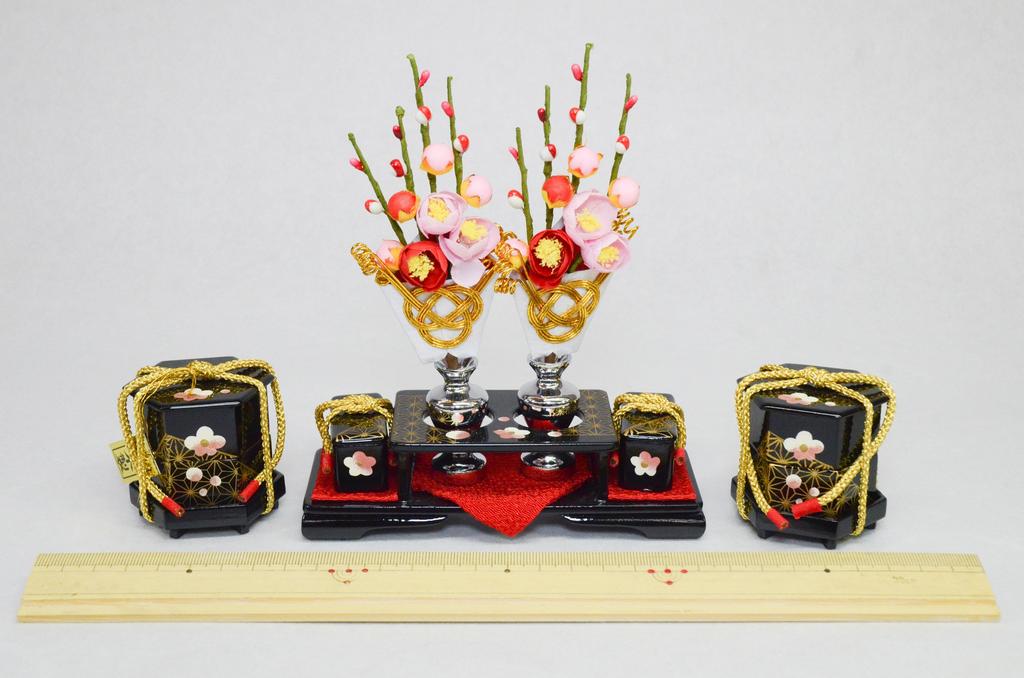 Front Decoration, Juho, Hemp Leaf and Plum Blossom Design, Black Lacquer (Hina Doll accessories/Sanpo) (size 25)…