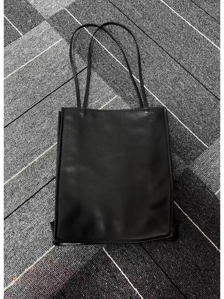 Minimalist Lambskin Tote Bag - Casual Commute, Thin Strap, Large Capacity, Women's Shoulder Shopping Bag.
