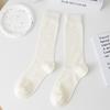 Female Summer Thin Vertical Bar Hollow Solid Color In The Tall Tube Pile Pile Cotton Socks