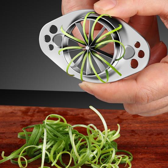 Scallion Cutting Tool 304 Stainless Steel Green Onion Slicer Easy Operation Multi-functional Vegetable Cutter for Celery Peppers Dishwasher Safe