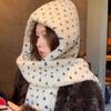 Warm Winter Polka Dot Scarf Hat Thickened Plush Beanies Balaclava Pullover Hats  Neck Protection