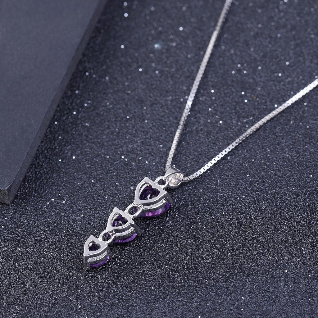 Natural Amethyst Necklace Pendant, Simple Light Luxury S925 Sterling Silver Inlaid With Natural Colored Treasure Necklace Necklace Necklace